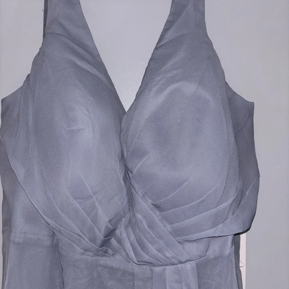 Sleeveless Light Gray V-Neck Chiffon Maxi Dress - Picture 2 of 3